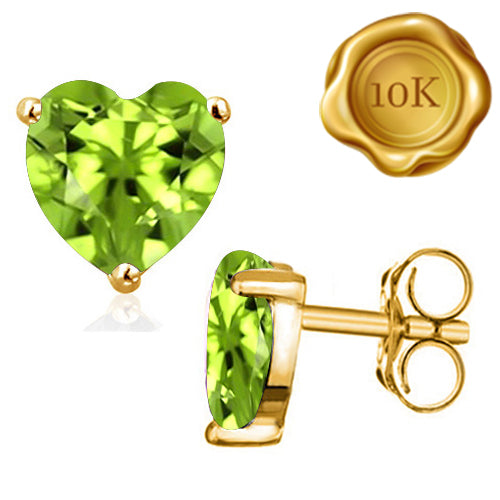 JLUXS 1.50 CTS PERIDOT 10KT SOLID YELLOW GOLD EARRINGS STUD
