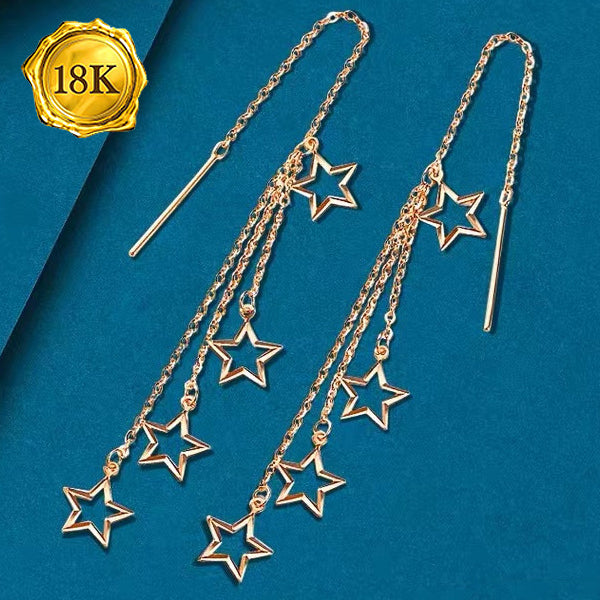 JLUXS 18KT SOLID ROSE GOLD STAR DANGLE EARRINGS