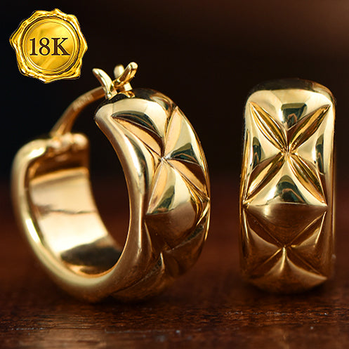 JLUXS UNIQUE DESIGN ! 18KT SOLID GOLD HOOP EARRINGS