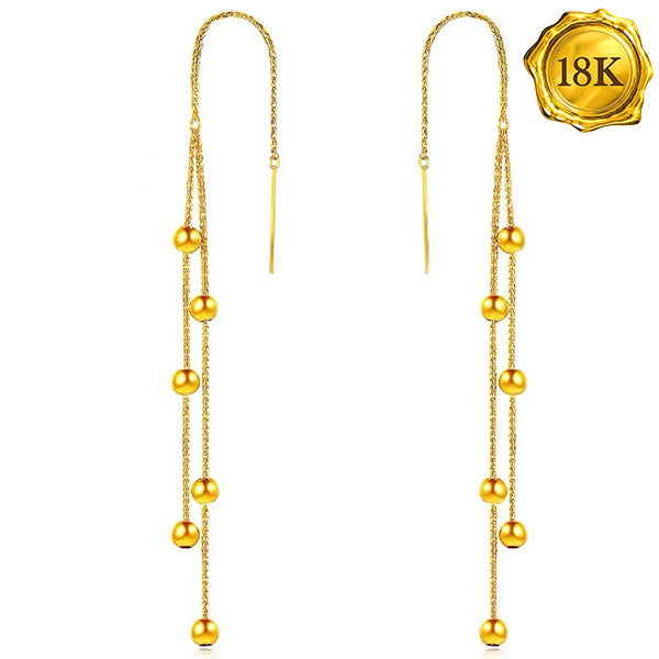 JLUXS UNIQUE DESIGN ! 18KT SOLID GOLD BEADS DANGLE EARRINGS