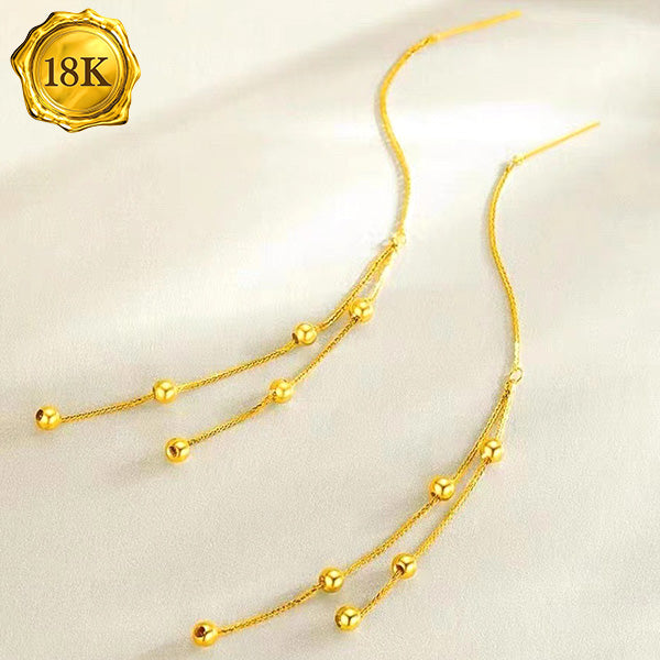 JLUXS UNIQUE DESIGN ! 18KT SOLID GOLD BEADS DANGLE EARRINGS