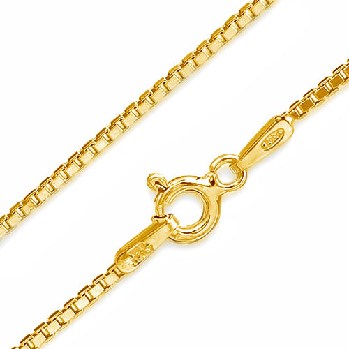 JLUXS 45 CM 18 INCHES 1MM 925 YELLOW STERLING SILVER BOX CHAIN