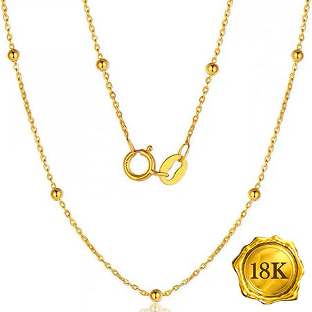 JLUXS 45 CM 18 INCHES AU750 18K SOLID YELLOW GOLD BEADS NECKLACE