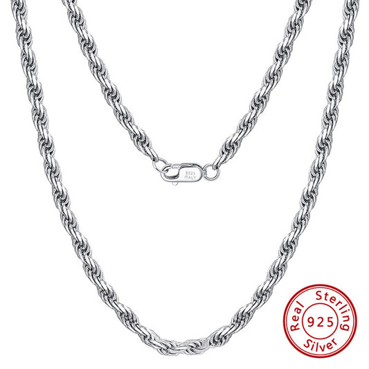 JLUXS Womens White Gold Rhodium Over Sterling Silver 60 cm 24 Inches Rope Chain