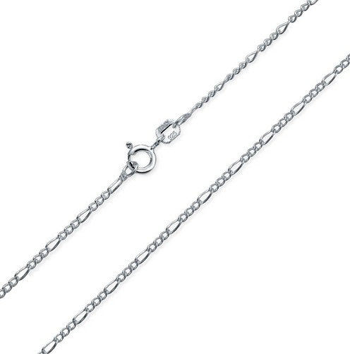 JLUXS Womens 14K White Gold Over Sterling Silver 45 cm 18 Inches Figaro Chain