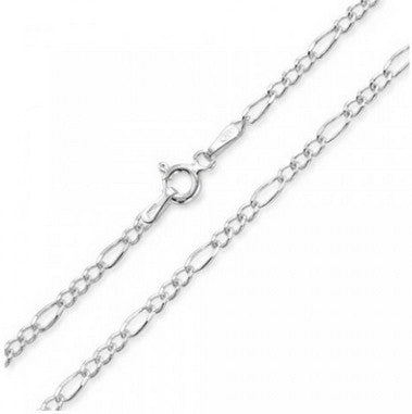 JLUXS Womens 14K White Gold Over Sterling Silver 45 cm 18 Inches Figaro Chain