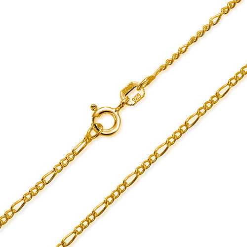 JLUXS Womens 14K Yellow Gold Over Sterling Silver 45 cm 18 Inches Figaro Chain