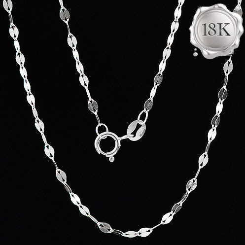 JLUXS 45 CM 18 INCHES AU750 18KT SOLID WHITE GOLD TWINE CHAIN