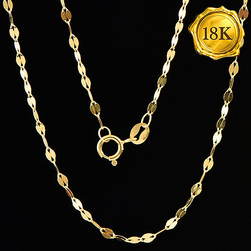 JLUXS 45 CM 18 INCHES AU750 18KT SOLID YELLOW GOLD TWINE CHAIN