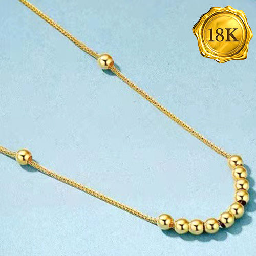 JLUXS 45 CM 18 INCHES AU750 18KT SOLID YELLOW GOLD BEADS NECKLACE