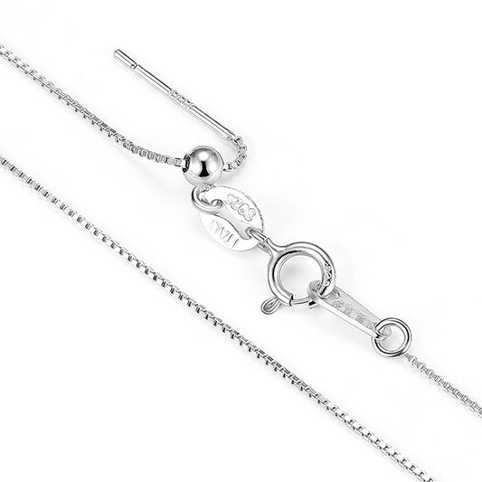 JLUXS 45 CM 18 INCHES 1MM 925 WHITE STERLING SILVER BOX ADJUSTABLE NECKALCE
