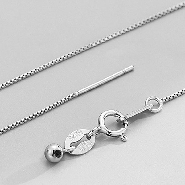 JLUXS 45 CM 18 INCHES 1MM 925 WHITE STERLING SILVER BOX ADJUSTABLE NECKALCE