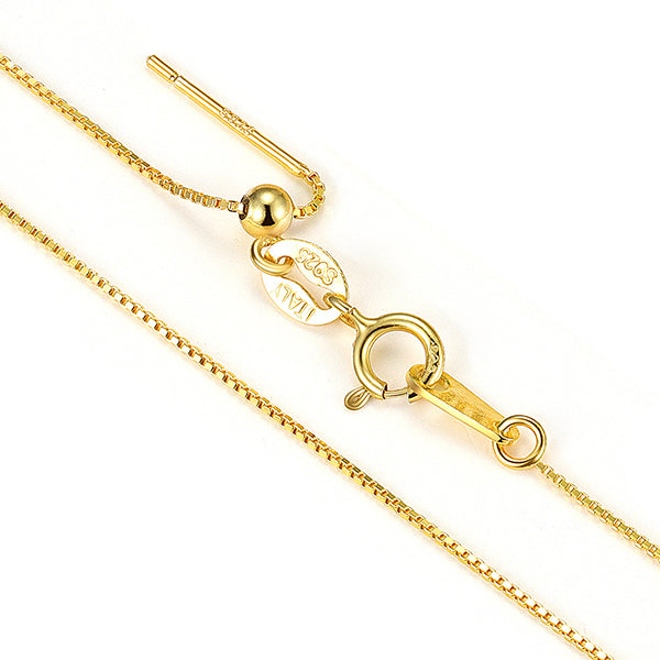 JLUXS 45 CM 18 INCHES 1MM 925 YELLOW STERLING SILVER BOX ADJUSTABLE NECKALCE
