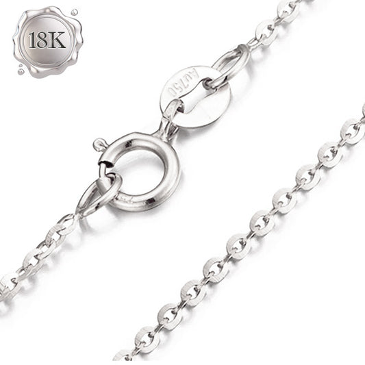 JLUXS 45 CM 18 INCHES AU750 18KT SOLID WHITE GOLD CABLE CHAIN