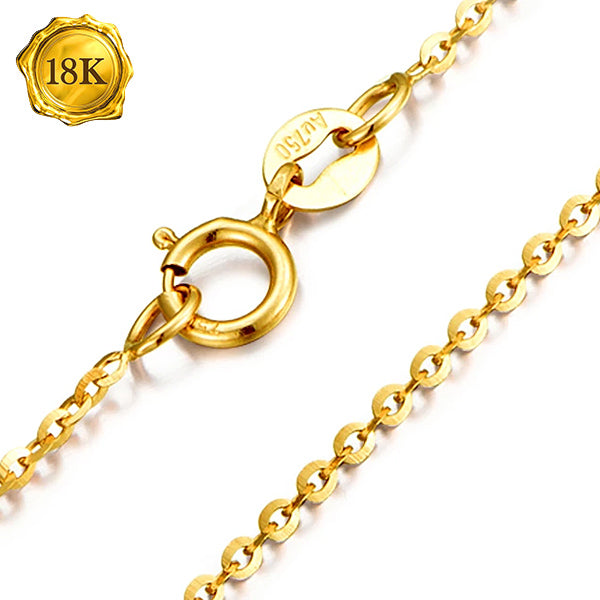JLUXS 45 CM 18 INCHES AU750 18KT SOLID YELLOW GOLD CABLE CHAIN
