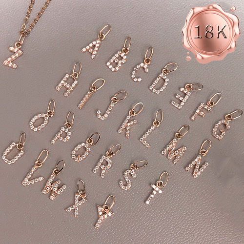 JLUXS PERSONALIZED INITIAL LETTER WITH CREATED WHITE SAPPHIRE 18KT SOLID GOLD PENDANT (CHOOSES THE LETTER UPON CHECKOUT)