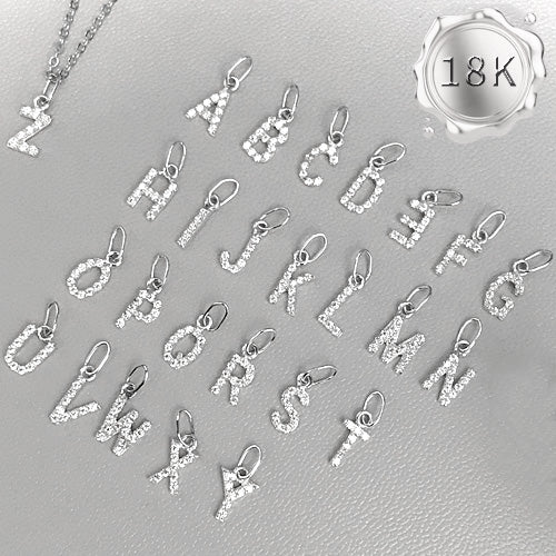 JLUXS PERSONALIZED INITIAL LETTER WITH CREATED WHITE SAPPHIRE 18KT SOLID GOLD PENDANT (CHOOSES THE LETTER UPON CHECKOUT)