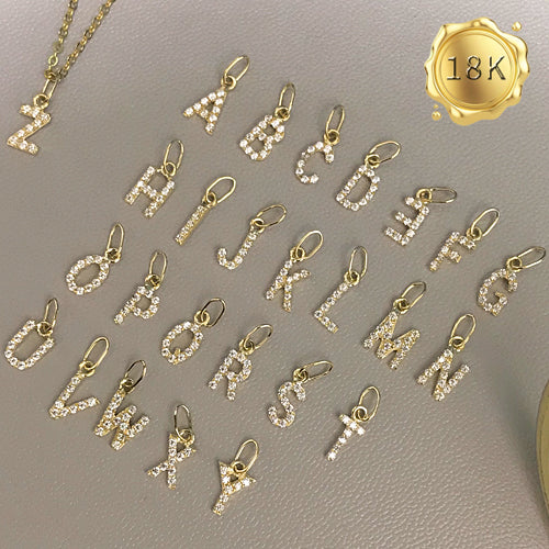 JLUXS PERSONALIZED INITIAL LETTER WITH CREATED WHITE SAPPHIRE 18KT SOLID GOLD PENDANT (CHOOSES THE LETTER UPON CHECKOUT)
