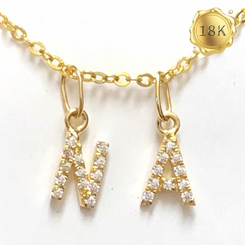 JLUXS PERSONALIZED INITIAL LETTER WITH CREATED WHITE SAPPHIRE 18KT SOLID GOLD PENDANT (CHOOSES THE LETTER UPON CHECKOUT)