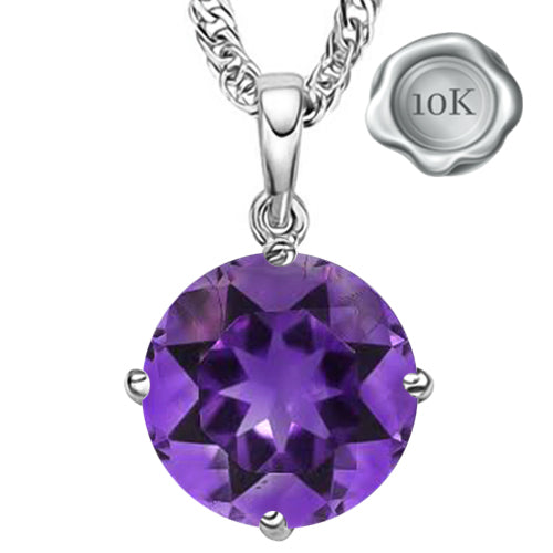 JLUXS 1/2 CT AMETHYST 10KT SOLID WHITE GOLD PENDANT
