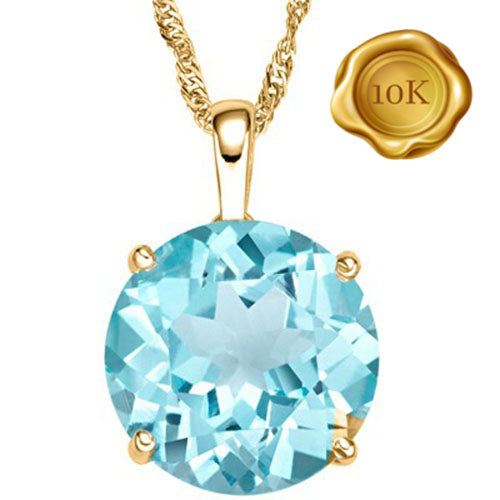 JLUXS 1/2 CT BLUE TOPAZ 10KT SOLID YELLOW GOLD PENDANT