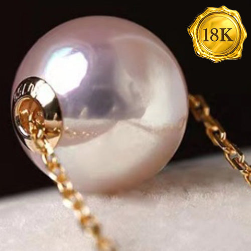 JLUXS ALL NATURAL FRESH WATER PEARL 18KT SOLID GOLD PENDANT WITH 925 SILVER CHAIN
