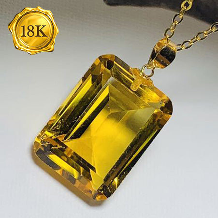 JLUXS OCTAGON CUT 10.00 CT CITRINE 18KT SOLID GOLD PENDANT