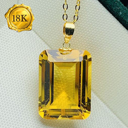 JLUXS 12X16MM 10.50 CARAT CITRINE 18KT SOLID YELLOW GOLD PENDANT