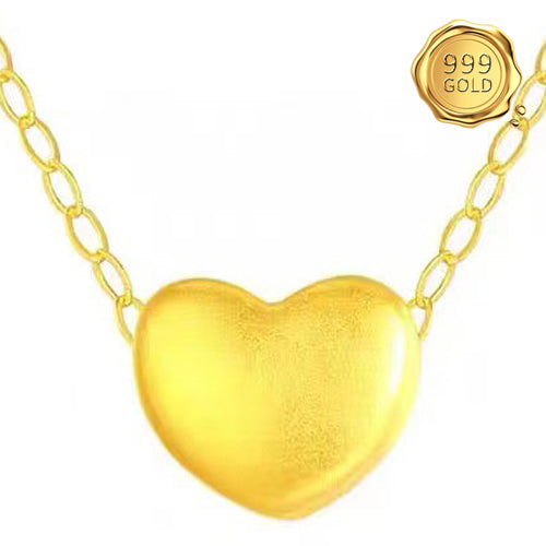 JLUXS 24KT SOLID YELLOW GOLD PLATED HEART SHAPE PENDANT