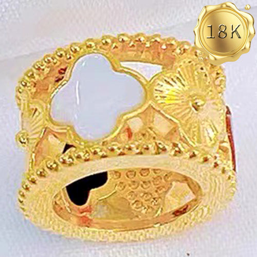 JLUXS MULTI COLOR AGATE 18KT SOLID YELLOW GOLD LUCKY CLOVER PENDANT