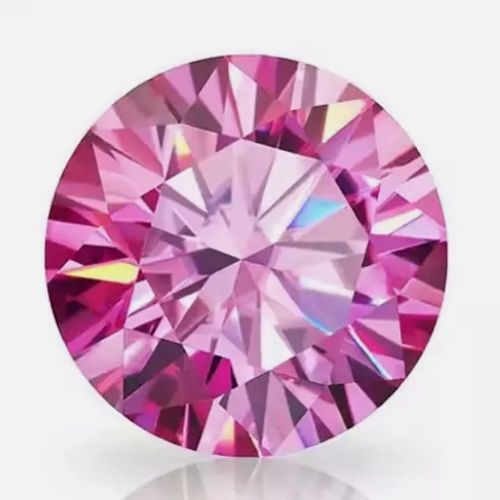 JLUXS Loose 1.00 Ct 6.5mm VVS Vivid Pink Color Round Brilliant Loose Moissanite Diamond (with Certificate)