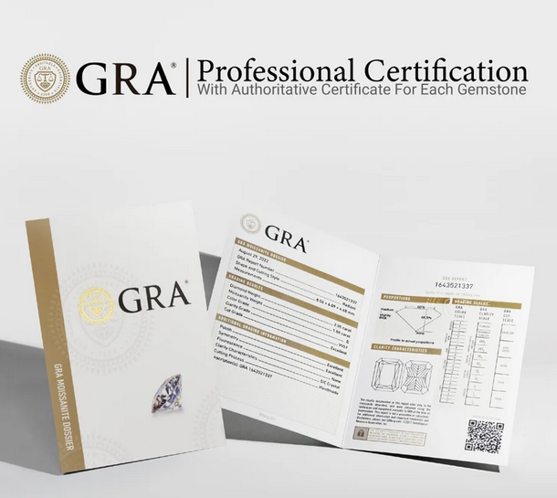 JLUXS (GRA CERTIFICATE REPORT) 3.00 CT DIAMOND MOISSANITE (HEART & ARROWS CUT/VVS) 10KT SOLID YELLOW GOLD RING