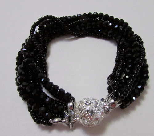 JLUXS BLACK CRYSTAL BRACELET MULTI STRAND MAGNETIC