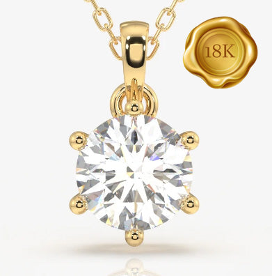 AFFORDABLE JEWERLY LUXURIANT 1.00 CT LAB GROWN DIAMOND (ROUND BRILLIANT CUT/VS) 18KT SOLID YELLOW GOLD PENDANT