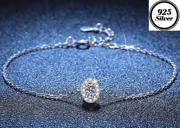 JLUXS (Gra Certificate Report) Gorgeous Womens Sterling Silver 0.45 Cts Diamond Moissanite Bracelet
