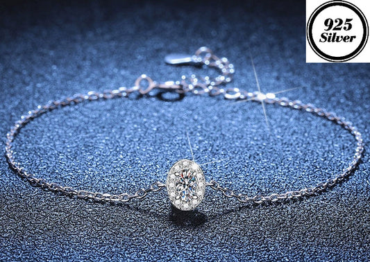 JLUXS (Gra Certificate Report) Gorgeous Womens Sterling Silver 0.45 Cts Diamond Moissanite Bracelet