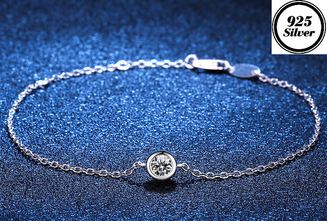 JLUXS (Gra Certificate Report) Lovely Ladies Sterling Silver 0.30 Cts Diamond Moissanite Bracelet