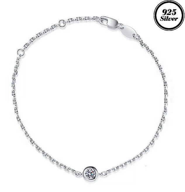JLUXS (Gra Certificate Report) Lovely Ladies Sterling Silver 0.30 Cts Diamond Moissanite Bracelet