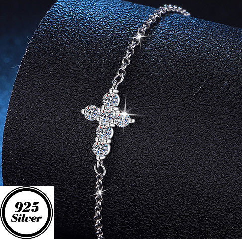 JLUXS Alluring Ladies Sterling Silver 0.60 Cts Diamond Moissanite Cross Design Bracelet