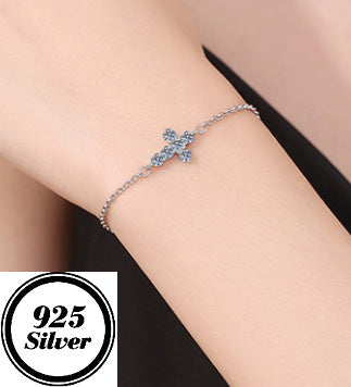 JLUXS Alluring Ladies Sterling Silver 0.60 Cts Diamond Moissanite Cross Design Bracelet