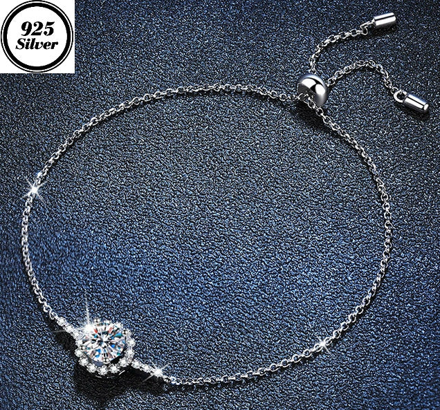 JLUXS (Gra Certificate Report) Sparkling Ladies Sterling Silver 1.00 Cts Diamond Moissanite Design Bracelet