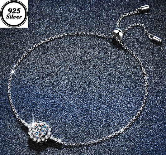 JLUXS (Gra Certificate Report) Sparkling Ladies Sterling Silver 1.00 Cts Diamond Moissanite Design Bracelet