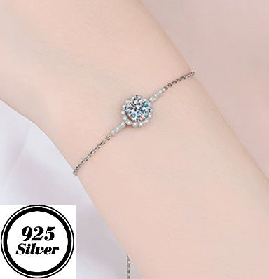 JLUXS (Gra Certificate Report) Sparkling Ladies Sterling Silver 1.00 Cts Diamond Moissanite Design Bracelet