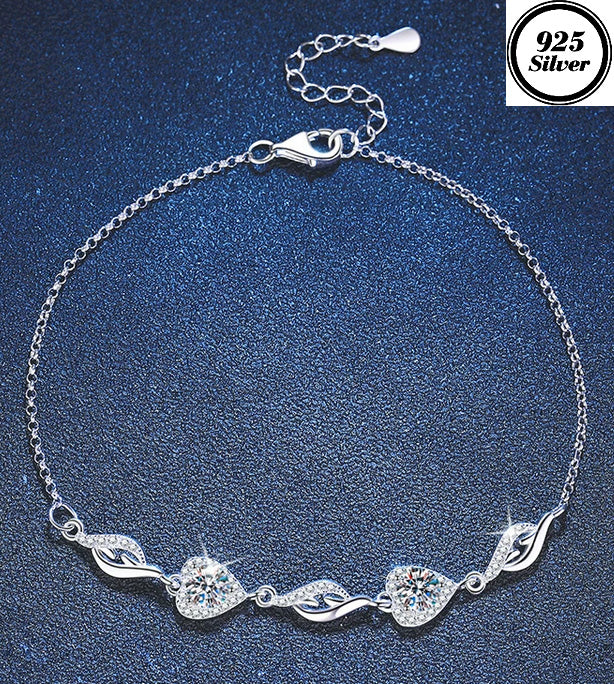 JLUXS Pretty Ladies Sterling Silver 1.00 Cts Diamond Moissanite Design Bracelet
