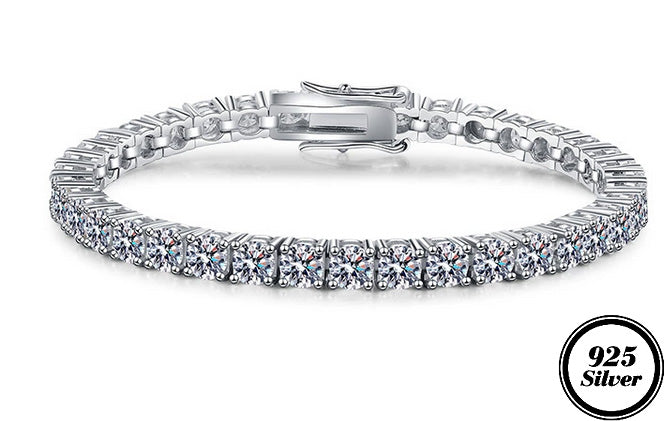 JLUXS (Gra Certificate Report) Sparkling Ladies Sterling Silver 4.00 Cts Diamond Moissanite Tennis Bracelet