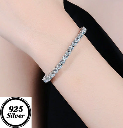 JLUXS (Gra Certificate Report) Sparkling Ladies Sterling Silver 4.00 Cts Diamond Moissanite Tennis Bracelet