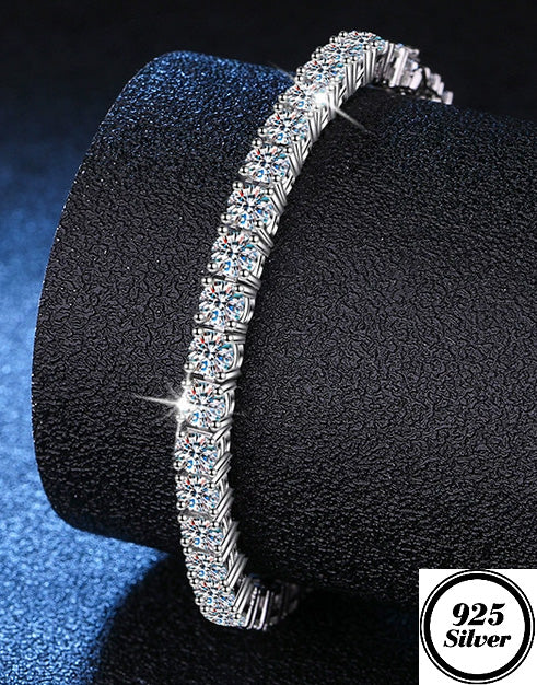 JLUXS (Gra Certificate Report) Sparkling Ladies Sterling Silver 4.00 Cts Diamond Moissanite Tennis Bracelet
