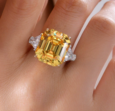 JLUXS Adorable Ladies White & Yellow Gold Rhodium Over Sterling Silver 10.00 Cts Created Yellow Diamond & Created Diamond  Ring