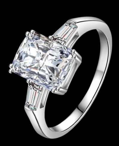 JLUXS Sparkling Ladies White Gold Rhodium Over Sterling Silver Created Diamond Ring