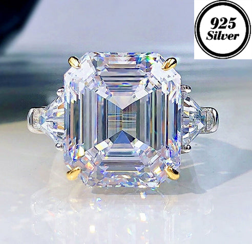 JLUXS Captivating Ladies White & Yellow Gold Rhodium Over Sterling Silver 10.00 Cts Created Diamond  Ring